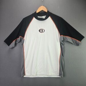 BARE Sun Guard Rash Guard Shirt XL White Black Grey Short Sleeve Swim Surf 3084